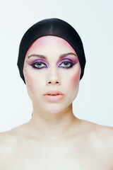 Beauty make up with black head scarve