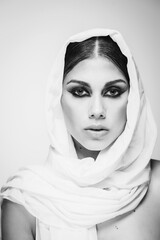 Beauty portrait of an arab woman  black and white