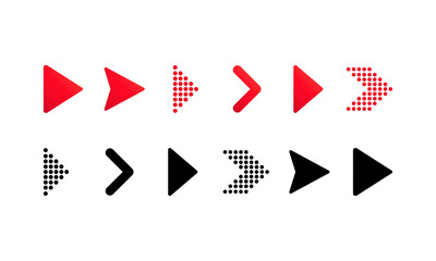Set of arrows icon. Black and red arrows collection. Vector on isolated white background. EPS 10