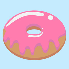 Obraz premium Donut. Color illustration. Caramel and chocolate icing and jam. Juicy picture.