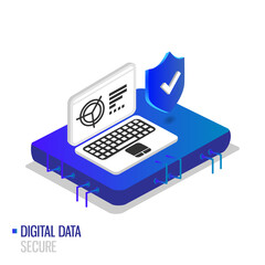 Digital data secure isometric design isolated on white background
