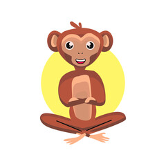Cute flat monkey illustration vector design isolated on white background
