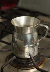 Metal jug for the preparation of delicious chocolate with a very good taste