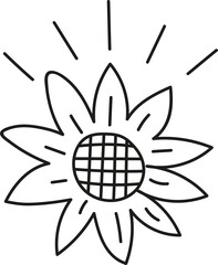 drawing of a flower of a sunflower in doodle style