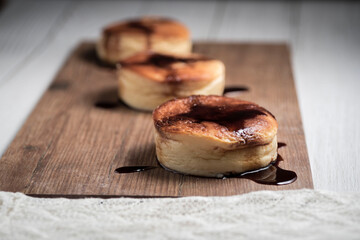 High angle shot of homemade pies on a wooden board © fuen30