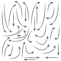 Set of rough hand drawn, handmade elements arrows, waypoints isolated on white background EPS Vector