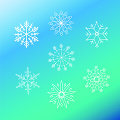 Fototapeta na wymiar collection of new year's white snowflakes