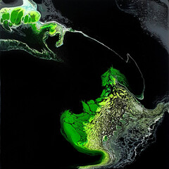 acrylic paint in green and black