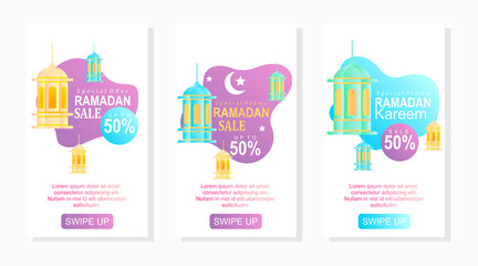 set of banners with ramadan decorations for social media sale banner promotion stories