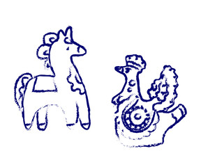 Ceramic toy on a white background. Sketch. Vector illustration.