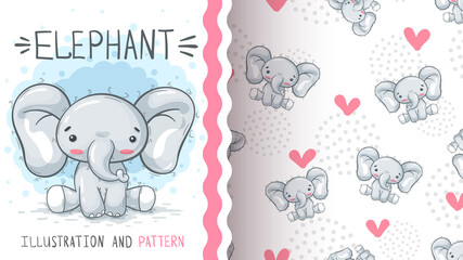 Cute teddy elephant - seamless pattern
