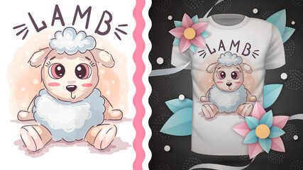 Cute teddy lamb - idea for print t-shirt