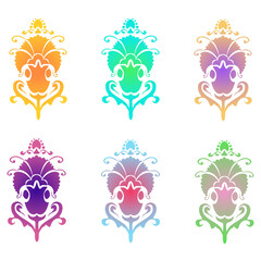 Vintage vector set. Colored design elements, ornament. Gradient fill, modern style. A set of patterns for design.