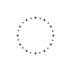 Decorative element. Stars and dots, circle. Vector isolated on white background.