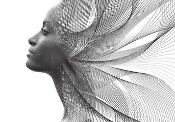 Portrait combined with a digital illustration