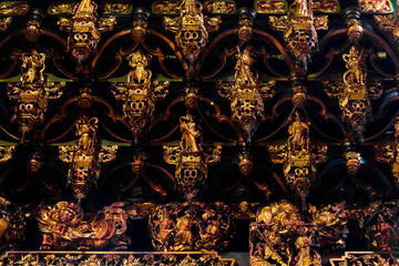 Tainan, Taiwan, Asia, October 12, 2019 interior Details at the Taiwan temple