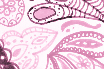 Beige Ethnic Flower Design. Persian Patchwork. 