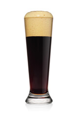 Glass of stout dark beer isolated on a white.