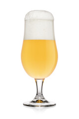 Glass of light wheat beer isolated on a white.