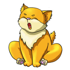 little kitty fox sings. Sticker. Illustration.