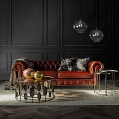 Foto op Plexiglas luxury moody living room with chesterfield couch © niel