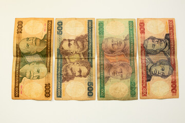 Old Brazilian Cruzeiros banknotes out of circulation.