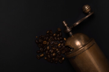 intage coffee grinder and coffee beans