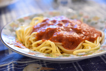Italian Spaghetti With Tomato Sauce and Cheese 
