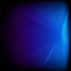 Abstract dynamic dots wave 3D pattern particles on blue background and texture Big data Digital rendering Vector illustration