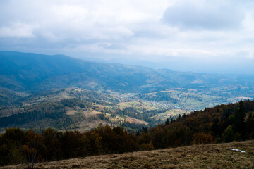 Naklejka premium Beautiful mountain landscape in autumn in the European mountains