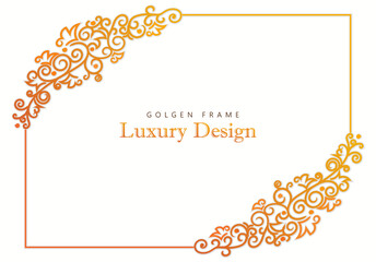 Golden Frame, Calligraphic, Monogram emblem, Heraldic, Fashion sign. Vector