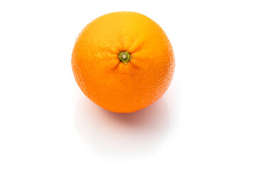 Orange fruit on a white isolated background. Whole fresh orange fruit isolated on white background. 