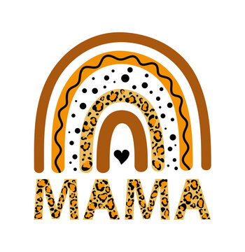 Leopard rainbow mama mom print vector illustration