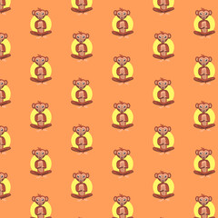 Seamless pattern cute monkey for print paper and retail industry