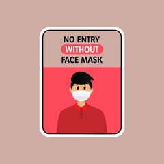 Red face mask required sign and symbol design sticker
