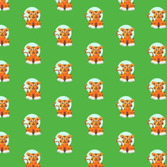 Seamless pattern cute tiger for print paper and retail industry