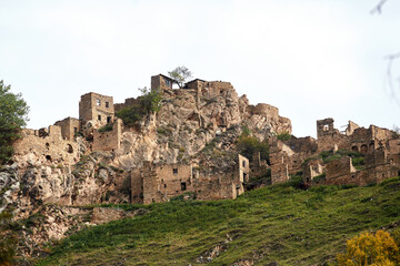 Ancient ghost town of Gamsutl, Dagestan, Russia. Abandoned etnic aul