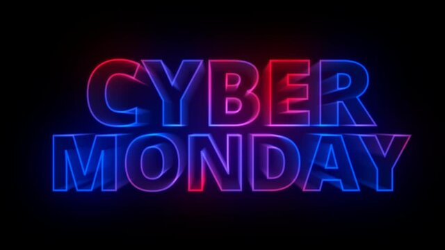 Cyber Monday sale text 80s retro style title intro motion graphic animation,Cyber Monday sale concept.