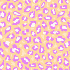 Leopard animal skin pattern seamless. Fashion exotic leo fur texture. Vibrant cheetah vector design for web and print. Hand drawn repeat vector illustration. Textile, fabric, wallpaper, wrapping art