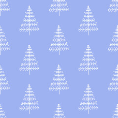Christmas seamless vector pattern with white trees. Xmas holiday poster collection. Can be used for wallpaper, pattern fills, surface textures, fabric prints.