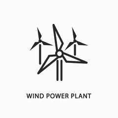 Wind power plant line flat icon. Vector illustration alternative renewable energy sources