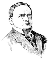 Portrait of Karl Meixner - a German actor. Illustration of the 19th century. White background.