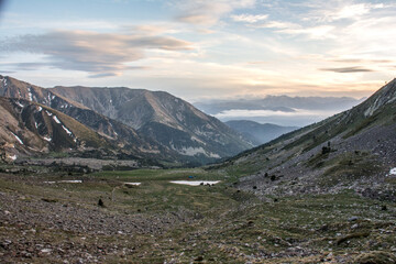 The last hour of the sunset in ther mountain