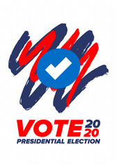 Presidential Election 2020 in United States. Vote day, November 3. US Election. Patriotic american element. Poster, card, banner and background. Vector illustration