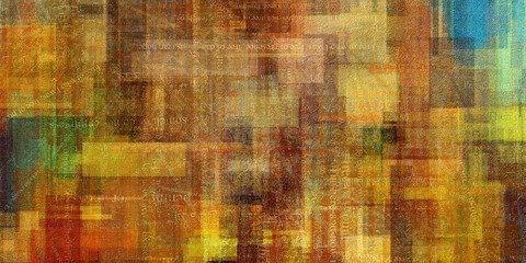 Modern Abstract of squares and text. 3D rendering