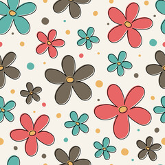 Spring seamless texture with cute flowers. Mother’s Day, Women’s Day and Valentine’s Day background. Vector
