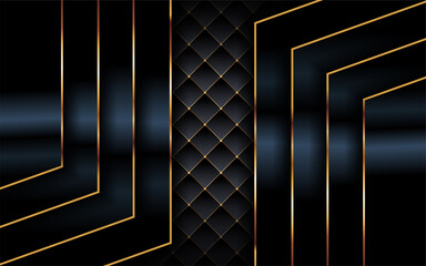 Luxurious dark background with golden lines and geometric abstract shape combination.