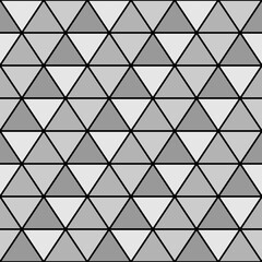 Fototapeta premium Triangles. Triangular shapes background. Triangle figures wallpaper. Polygons backdrop. Mosaic motif. Tiles illustration. Geometrical pattern. Digital paper design, textile print. Seamless abstract.