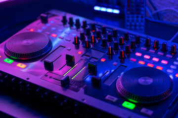 audio controller on mixing dj party
