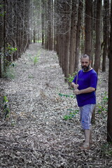 
man training with wooden sword